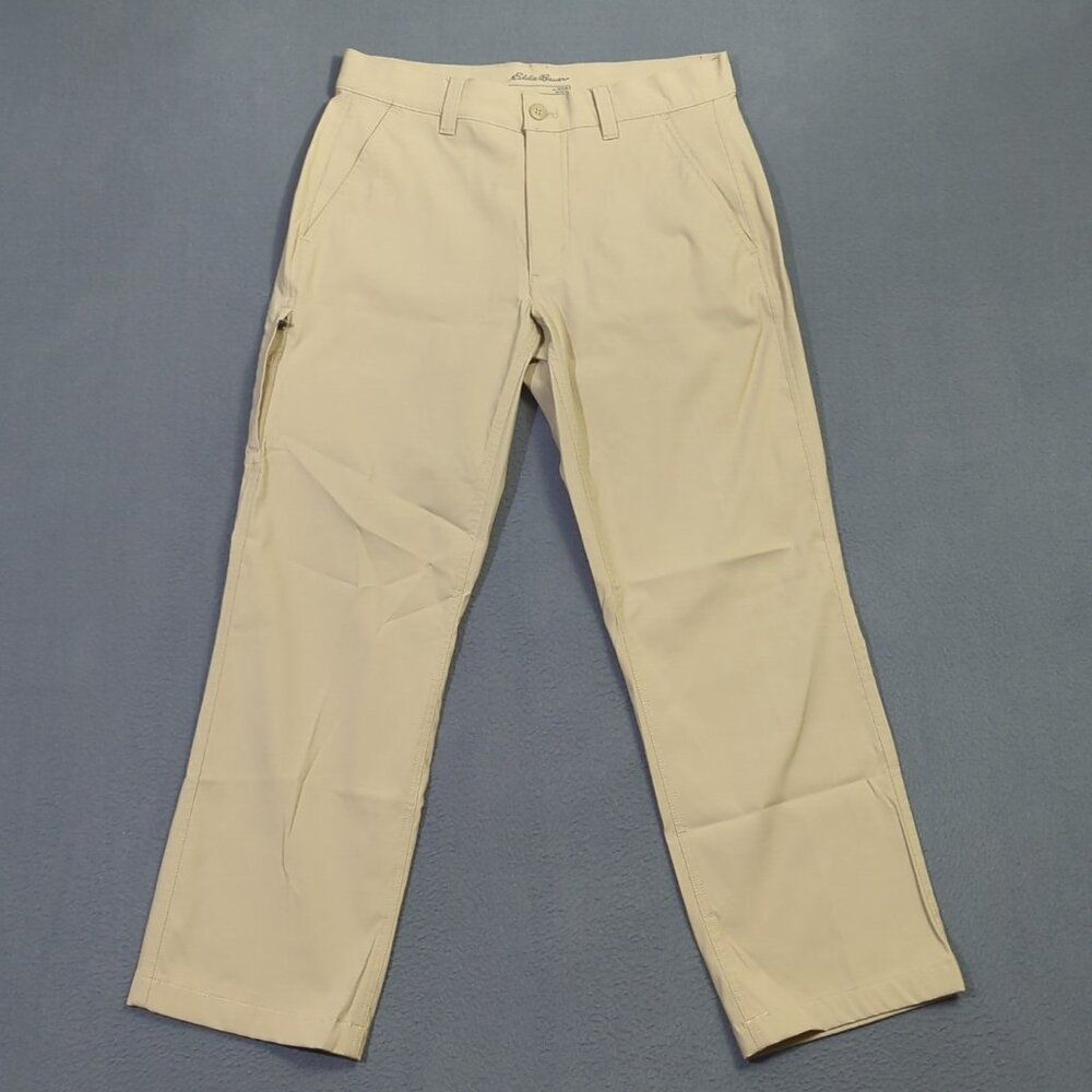 Eddie Bauer Pants Men's 32x30 Fits 32x28 Khaki Beige Nylon Horizon Guide Chino